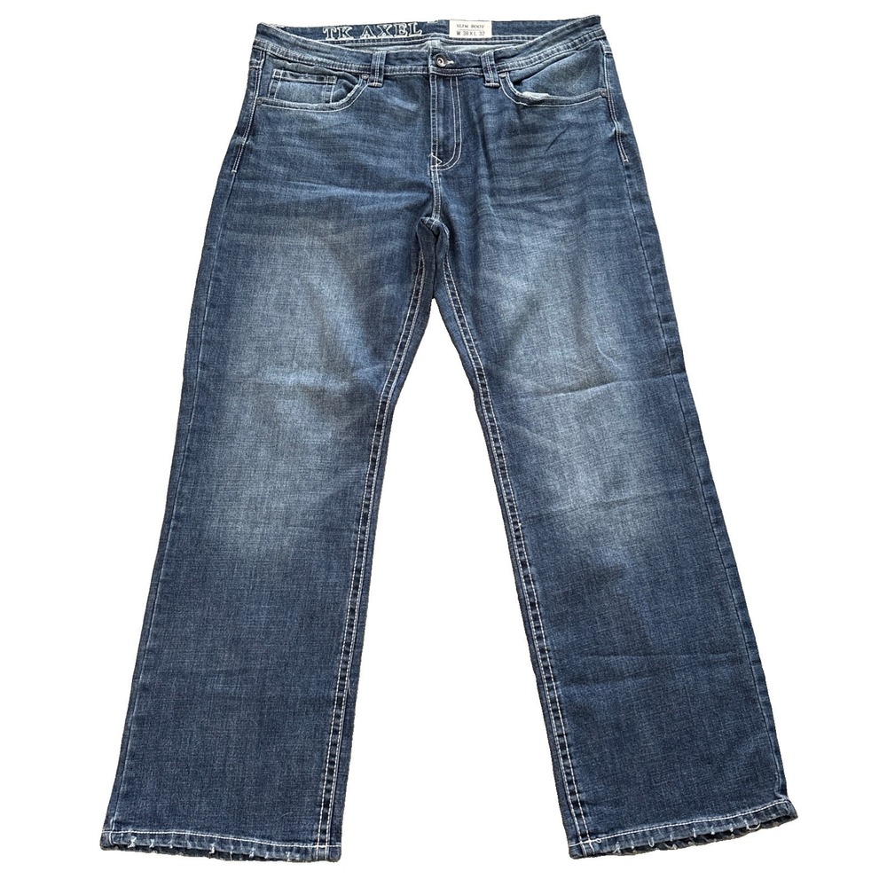 T.K. Axel Men's Slim Boot Cut Denim Jeans Size 38x32